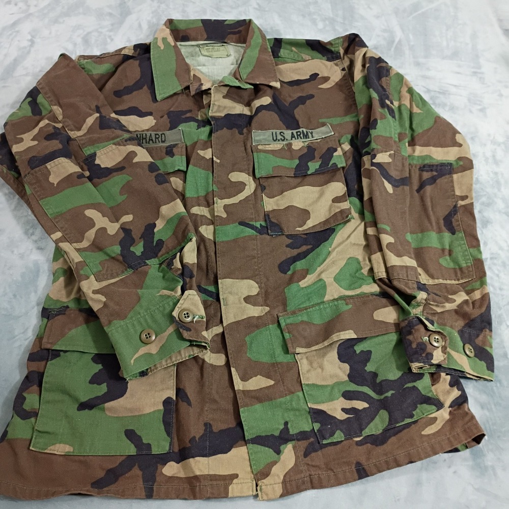US Army Woodland Camo BDU Field Jacket Medium Long Military Coat Hunting Outdoor